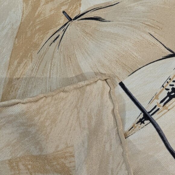 Authentic Vintage Burberry London Silk Scarf Handkerchief - Umbrella Check Scene - Picture 3 of 9